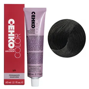 3/0 Темно-коричневий натуральний Стійка перманентна крем-фарба для волосся, 60 мл Permament Hair Color EXPLOSION C:EHKO