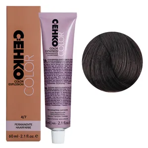 4/7 Шатен коричневий Стійка перманентна крем-фарба для волосся, 60 мл Permament Hair Color EXPLOSION C:EHKO