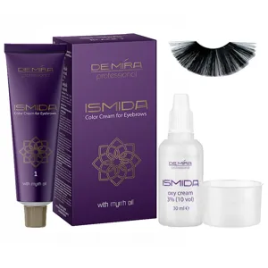 Крем-фарба для брів та вій тон 1 (чорний), 20 мл + 20 мл Color Cream for Eyebrows ISMIDA DeMira Professional