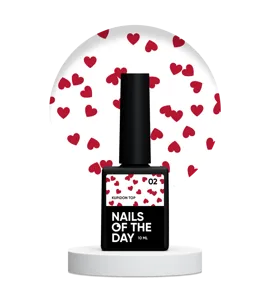 Топ з сердечками без липкого шару, 10 мл №02 Kupidon Top NAILSOFTHEDAY