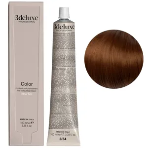 8/34 світлий блондин золотисто-мідний Фарба для волосся, 100 мл Permanent Hair Color 3Deluxe Professional