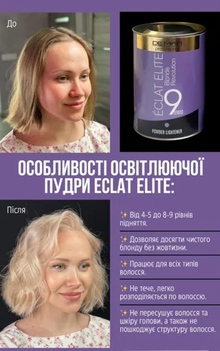Пудра освітлювальна для всіх технік освітлення (9 levels), 40 г Blonde Revolution ECLAT ELITE DEMIRA Professional