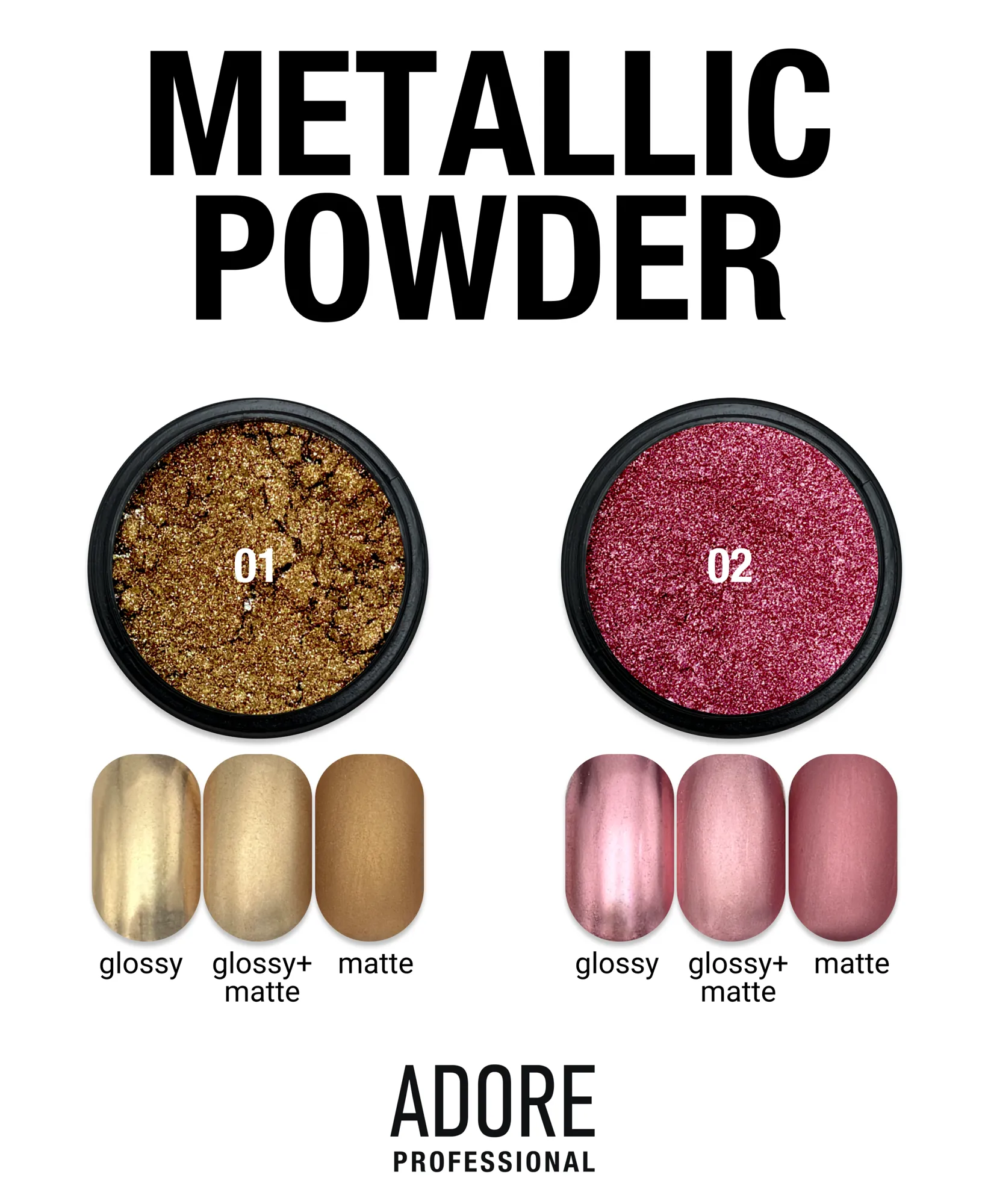Металева хромована втирка, 0,5 г №01 Metallic Powder ADORE