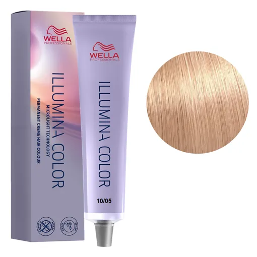 10/05 дуже яскравий блондин натурально-махагоновий Стійка крем-фарба для волосся, 60 мл ILLUMINA COLOR Wella Professionals