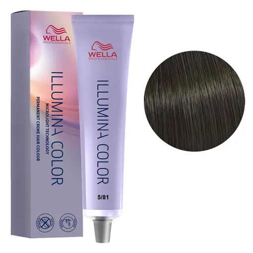5/81 світлий коричневий сріблясто-попелястий Стійка крем-фарба для волосся, 60 мл ILLUMINA COLOR Wella Professionals