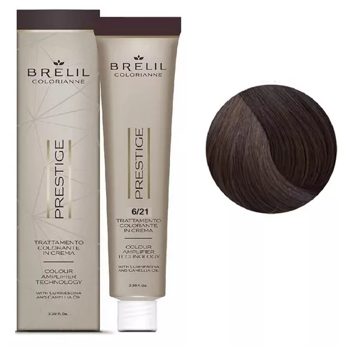 6/21 Крем-фарба для волосся перманентна з низьким вмістом аміаку, 100мл  Colorianne Prestige BRELIL Professional