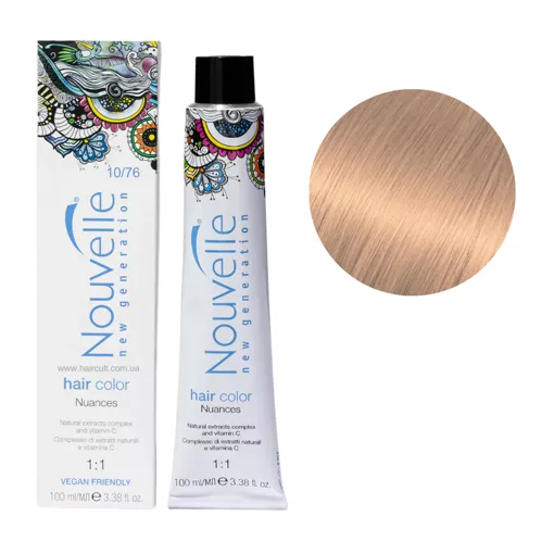 10/76 платиновий коричнево-червоний блондин Фарба для волосся перманентна, 100мл Permanent Hair Color Nouvelle