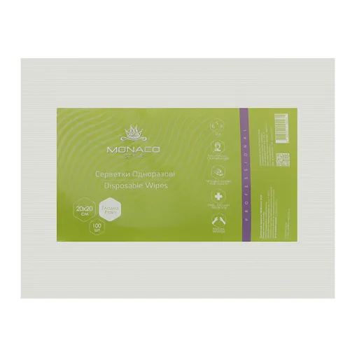 Серветки одноразові 20*20 см зі спанлейсу складені (ГЛАДКІ), 100 шт Monaco Style 