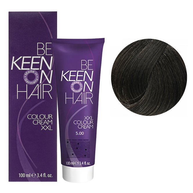 5/00 світло-коричневий натуральний інтенсивний Стійка крем-фарба для волосся, 100 мл Colour Cream XXL KEEN