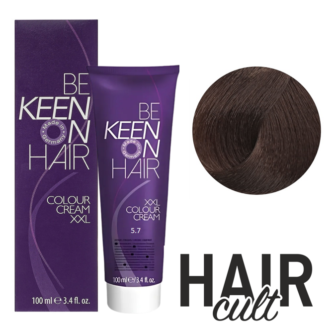 5/7 світло-коричневий каштановий Стійка крем-фарба для волосся, 100 мл Colour Cream XXL KEEN