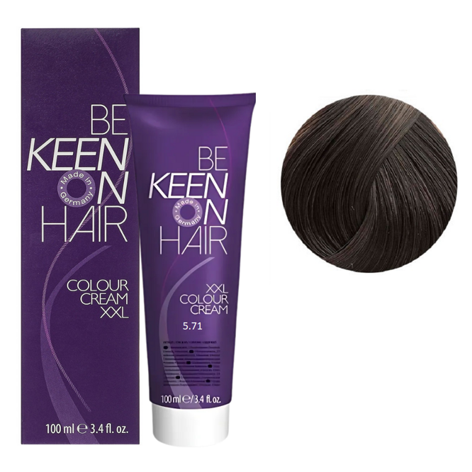 5/71 світло-коричневий каштаново-попелястий Стійка крем-фарба для волосся, 100 мл Colour Cream XXL KEEN