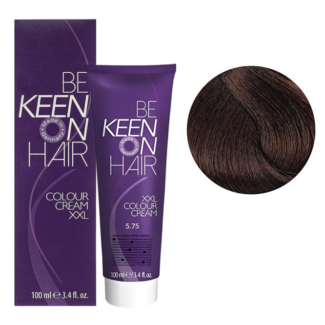 5/75 світло-коричневий каштаново-червоний Стійка крем-фарба для волосся, 100 мл Colour Cream XXL KEEN