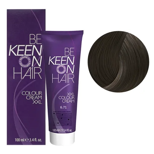 6/71 темний блондин каштаново-попелястий Стійка крем-фарба для волосся, 100 мл Colour Cream XXL KEEN