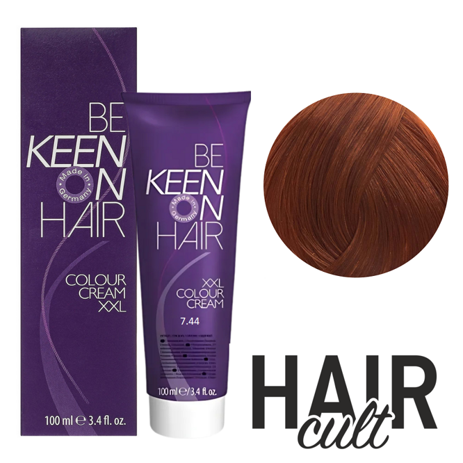 7/44 блондин мідний інтенсивний Стійка крем-фарба для волосся, 100 мл Colour Cream XXL KEEN