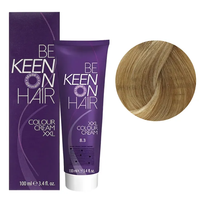 8/3 світлий блондин золотистий Стійка крем-фарба для волосся, 100 мл Colour Cream XXL KEEN