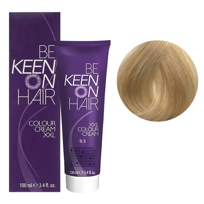 9/3 дуже світлий блондин золотистий Стійка крем-фарба для волосся, 100 мл Colour Cream XXL KEEN