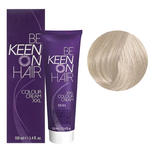 10/61 ультрасвітлий блондин фіолетово-попелястий Стійка крем-фарба для волосся, 100 мл Colour Cream XXL KEEN