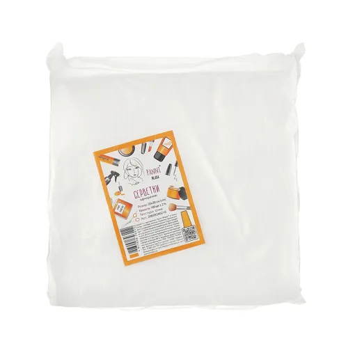 Серветки 20*20 см зі спанлейсу 40 г/м2 (В ПАЧЦІ, СІТКА, білий колір), 100 шт Panni Mlada 