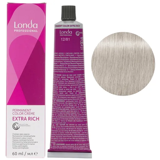 12/81 спеціальний блондин перлинно-попелястий Стійка фарба для волосся, 60 мл Permanent Color Londa Professional