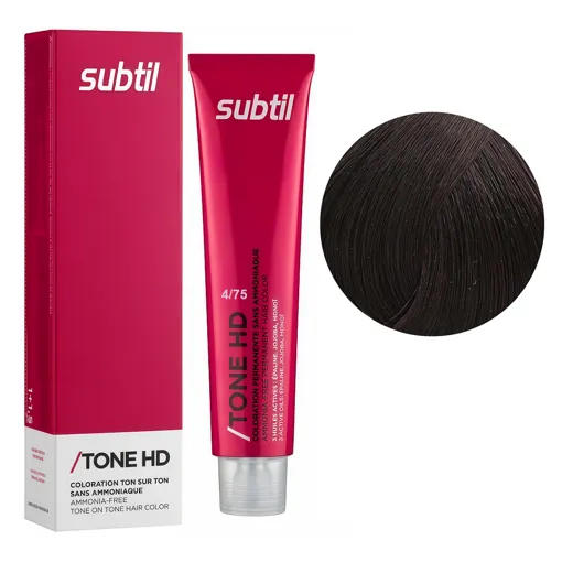 4/75 каштановий шоколад Безаміачна крем-фарба для тонування волосся на лужній основі, 60 мл TONE HD SUBTIL