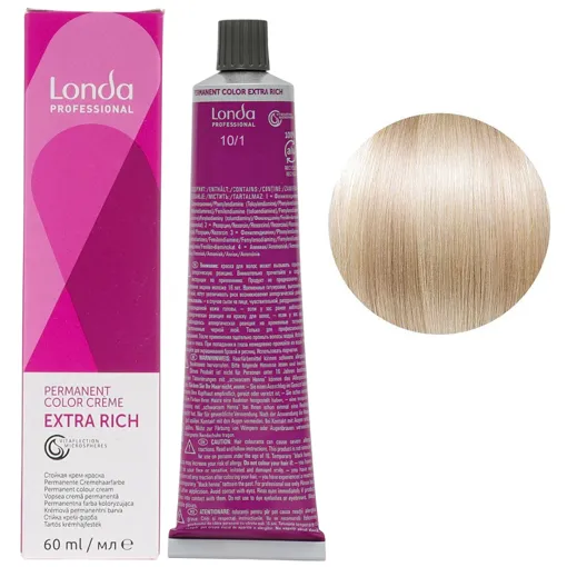 10/1 яскравий блондин попелястий Стійка фарба для волосся, 60 мл Permanent Color Londa Professional