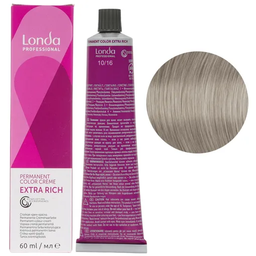 10/16 яскравий блондин попелясто-фіолетовий Стійка фарба для волосся, 60 мл Permanent Color Londa Professional