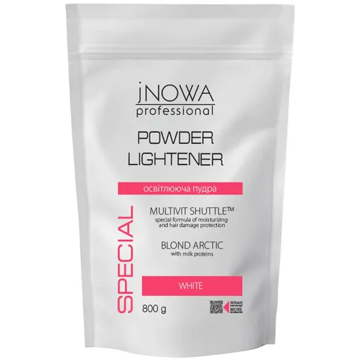 Освітлювальна пудра з протеїнами молока БІЛА (6 levels), 800 г White BLOND ARCTIC with milk proteins&nbsp;Powder Lightener jNOWA Professional