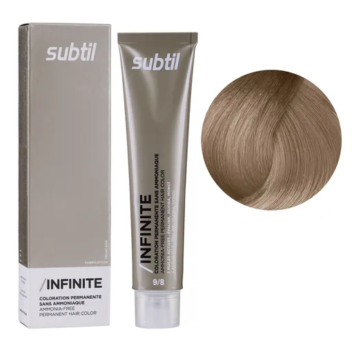 9/8 дуже світлий блондин бежевий Безаміачна стійка крем-фарба для волосся, 60 мл Permanent Hair Color INFINITE SUBTIL