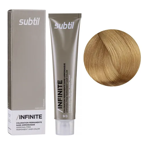 9/3 дуже світлий блондин золотистий Безаміачна стійка крем-фарба для волосся, 60 мл Permanent Hair Color INFINITE SUBTIL