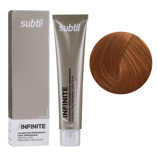 7/43 блондин мідно-золотистий Безаміачна стійка крем-фарба для волосся, 60 мл Permanent Hair Color INFINITE SUBTIL