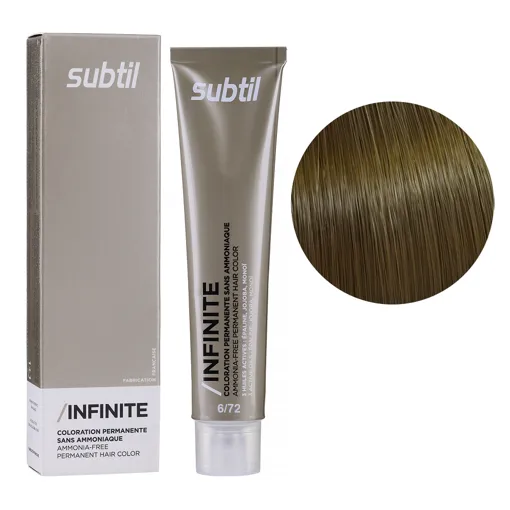 6/72 темний блондин коричневий перламутровий Безаміачна стійка крем-фарба для волосся, 60 мл Permanent Hair Color INFINITE SUBTIL