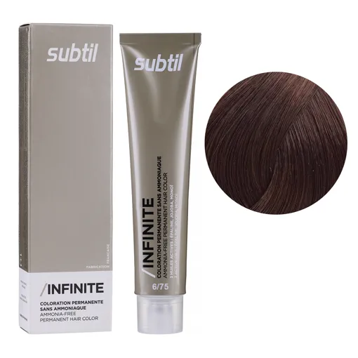 6/75 темний блондин коричнево-махагоновий Безаміачна стійка крем-фарба для волосся, 60 мл Permanent Hair Color INFINITE SUBTIL
