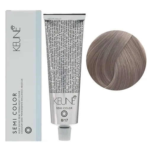 8/17 Світлий блондин попелясто-фіолетовий Фарба для тонування волосся без аміаку,  60 мл Demi-Permanent Color SЕМІ COLOR KEUNE