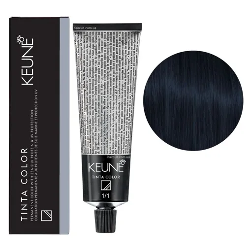 1/1 Синьо-чорний Фарба перманентна для волосся,  60 мл Permanent Color TINTA COLOR KEUNE 