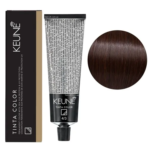4/3 Середньо-коричневий золотистий Фарба перманентна для волосся,  60 мл Permanent Color TINTA COLOR KEUNE