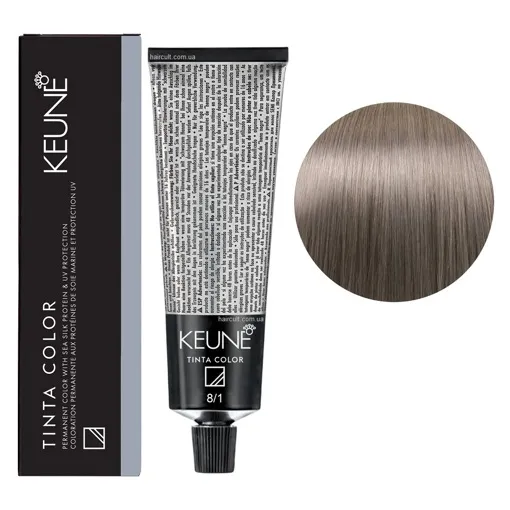 8/1 Світлий блондин попелястий Фарба перманентна для волосся,  60 мл Permanent Color TINTA COLOR KEUNE