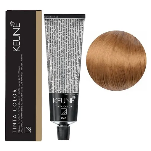 8/3 Світлий блондин золотистий Фарба перманентна для волосся,  60 мл Permanent Color TINTA COLOR KEUNE