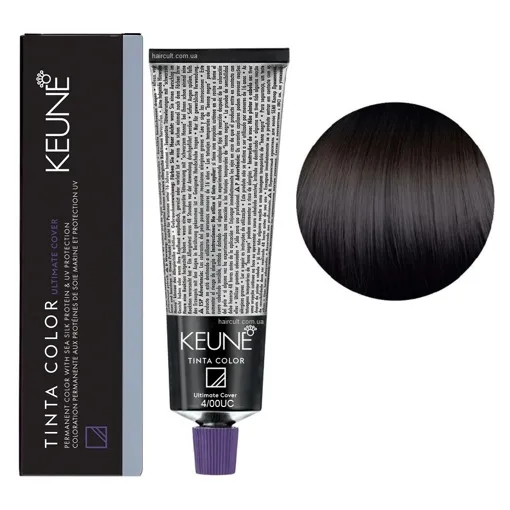 4/00 UC Середньо-коричневий натуральний інтенсивний Фарба перманентна для волосся,  60 мл Permanent Color TINTA COLOR KEUNE