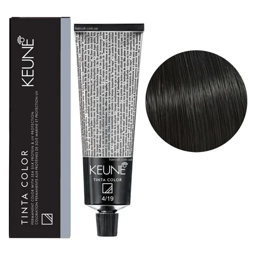 4/19 Середньо-коричневий попелясто-матовий Фарба перманентна для волосся,  60 мл Permanent Color TINTA COLOR KEUNE