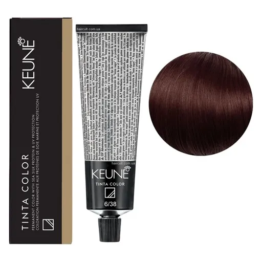 6/38 Темний блондин золотистий мокко Фарба перманентна для волосся,  60 мл Permanent Color TINTA COLOR KEUNE