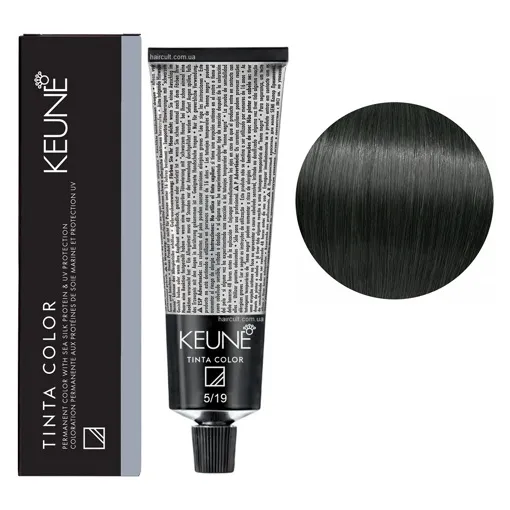 5/19 Світло-коричневий попелясто-матовий Фарба перманентна для волосся,  60 мл Permanent Color TINTA COLOR KEUNE