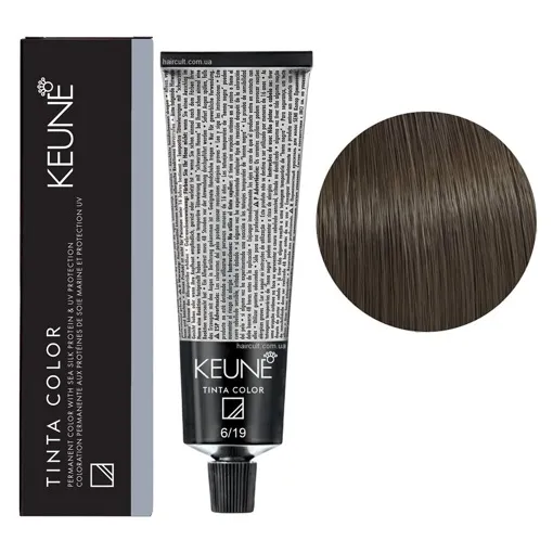 6/19 Темний блондин попелясто-матовий Фарба перманентна для волосся,  60 мл Permanent Color TINTA COLOR KEUNE