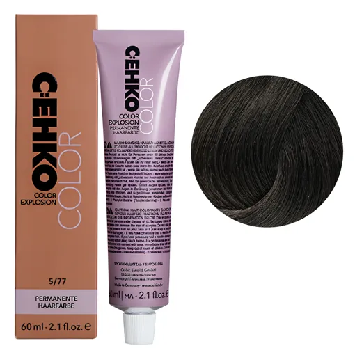 5/77 Світлий шатен коричневий інтенсивний Стійка перманентна крем-фарба для волосся, 60 мл Permament Hair Color EXPLOSION C:EHKO