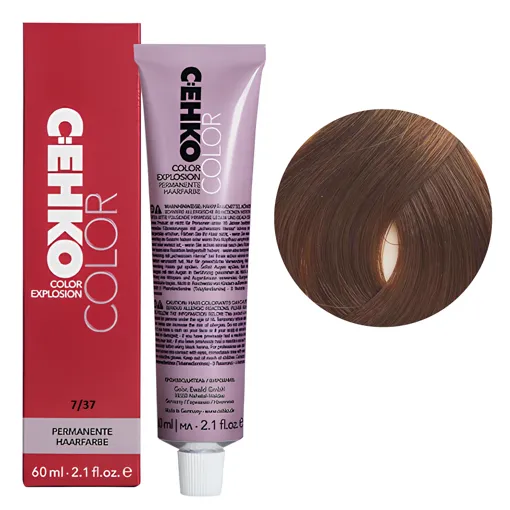 7/37 Блондин золотисто-коричневий Стійка перманентна крем-фарба для волосся, 60 мл Permament Hair Color EXPLOSION C:EHKO