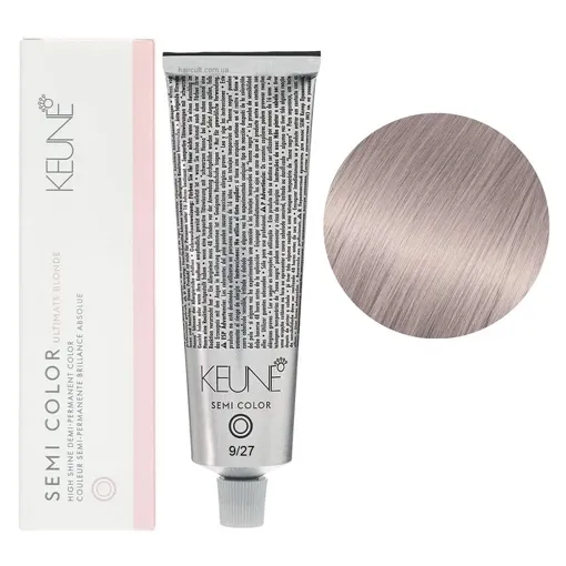 9/27 Дуже світлий блондин перламутрово-фіолетовий Фарба для тонування волосся без аміаку,  60 мл Demi-Permanent Color SЕМІ COLOR KEUNE