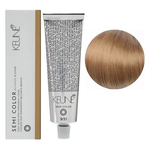 9/31 Дуже світлий блондин золотисто-попелястий Фарба для тонування волосся без аміаку,  60 мл Demi-Permanent Color SЕМІ COLOR KEUNE