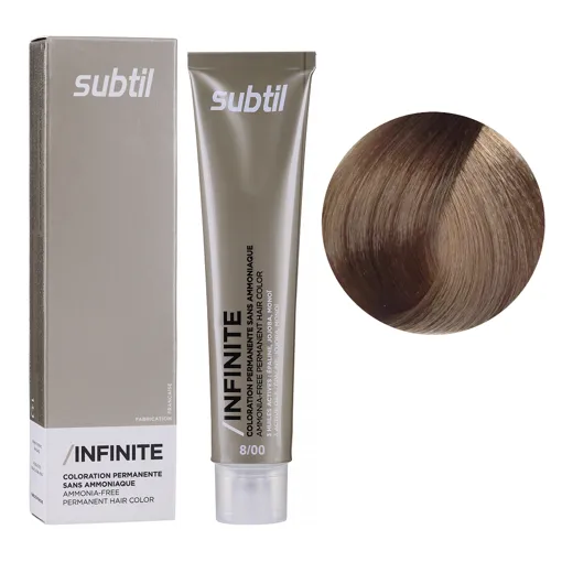 8/00 світлий блондин інтенсивний Безаміачна стійка крем-фарба для волосся, 60 мл Permanent Hair Color INFINITE SUBTIL