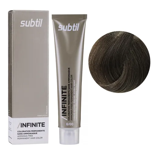 6/00 темний блондин інтенсивний Безаміачна стійка крем-фарба для волосся, 60 мл Permanent Hair Color INFINITE SUBTIL