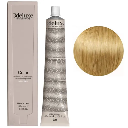 9/0 дуже світлий блондин натуральний Фарба для волосся, 100 мл Permanent Hair Color 3deluxe Professional