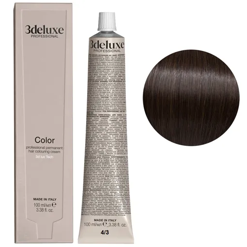 4/3 коричневий золотистий Фарба для волосся, 100 мл Permanent Hair Color 3Deluxe Professional